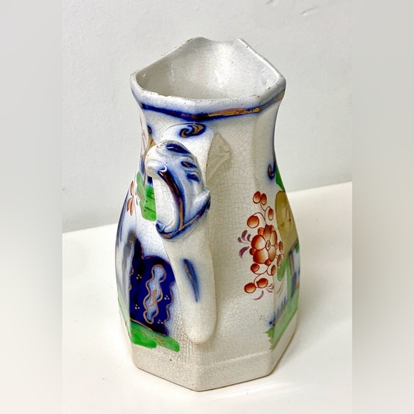 19th Century Antique Gaudy Welsh PAGODA Octagonal Lustreware Pitcher Jug 550 - Picture 9 of 16
